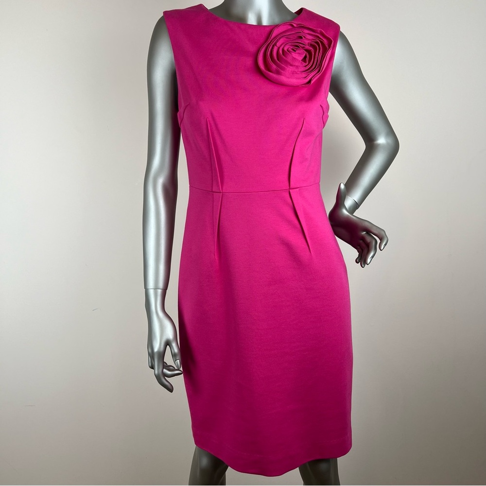 Trina Turk bright pink sleeveless sheath fitted dress Sz 4 Knit Stretch Party